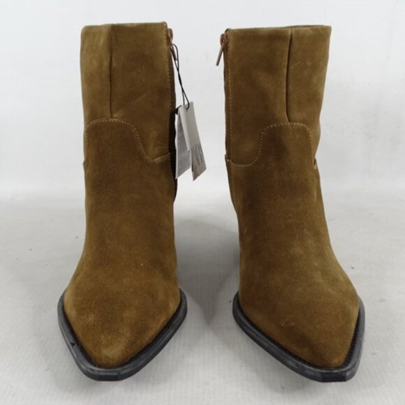 Zara Medium Brown Suede Ankle Booties Size EU 42 New With Tags - Picture 3 of 11